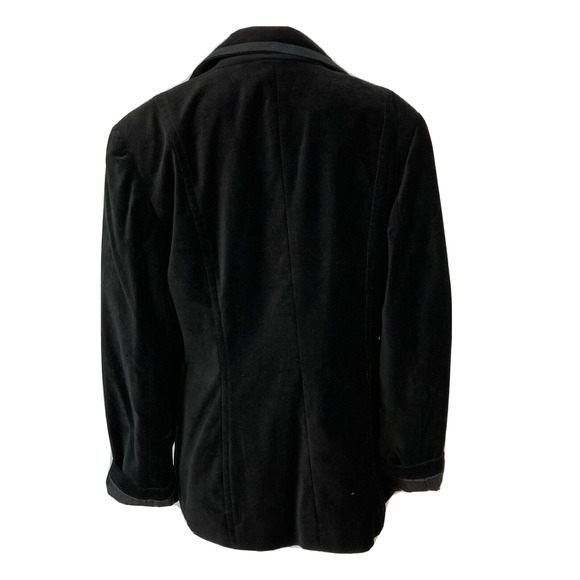 Coldwater Creek Blazer Jacket Womens Sz 8  Black Cotton Velvet Satin Trim Tuxedo - Picture 4 of 10
